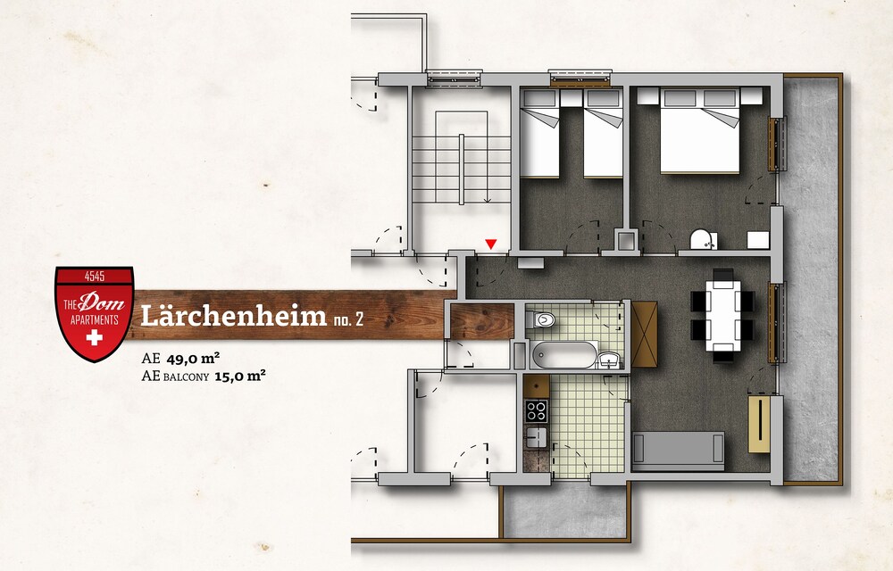 객실 (아파트 (Lärchenheim - 2 Rooms))
