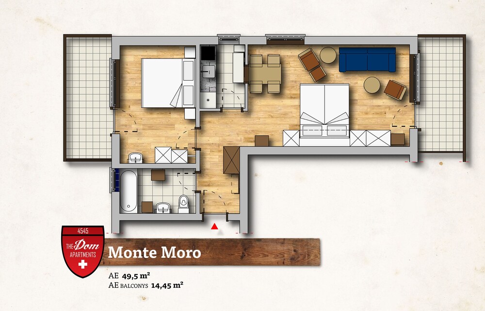 객실 (아파트 (Monte Moro, cleaning 200 CHF p. stay))