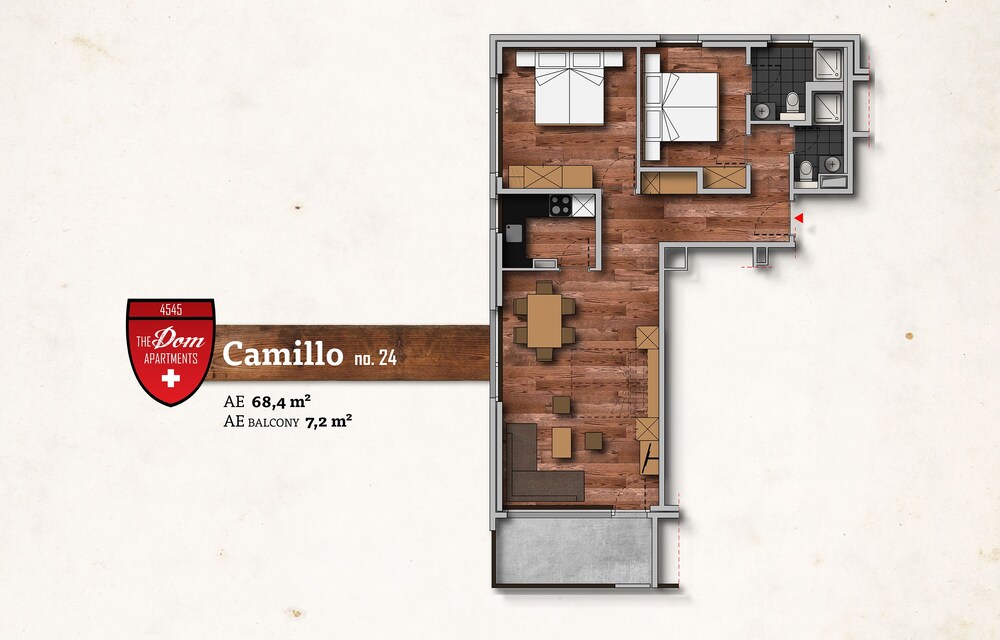 객실 (슈피리어 아파트, 침실 2개 (Camillo 24, cleaning 200 CHF p. stay))