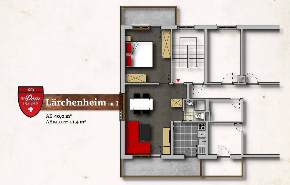 객실 (아파트 (Lärchenheim - 1 Room))