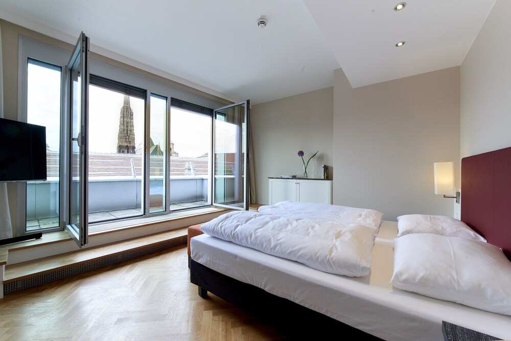 Ausblick vom Zimmer (City-Penthouse, 2 Schlafzimmer, Stadtblick)