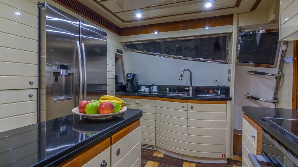 88' Ferretti Luxury Yacht - In-Room Kitchen