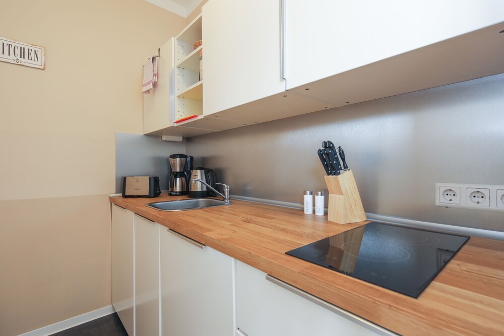Küche im Zimmer (Apartment, 1 Schlafzimmer, Terasse, zum Innenhof hin (Apartment 6, inkl. Endreinigungsgebühr: 40€))