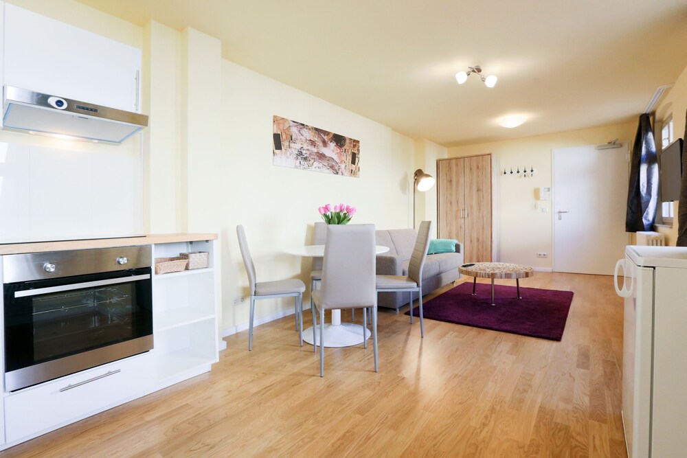Küche im Zimmer (Apartment, 1 Schlafzimmer, zum Innenhof hin (Apartment 5, inkl. Endreinigungsgebühr: 40€))