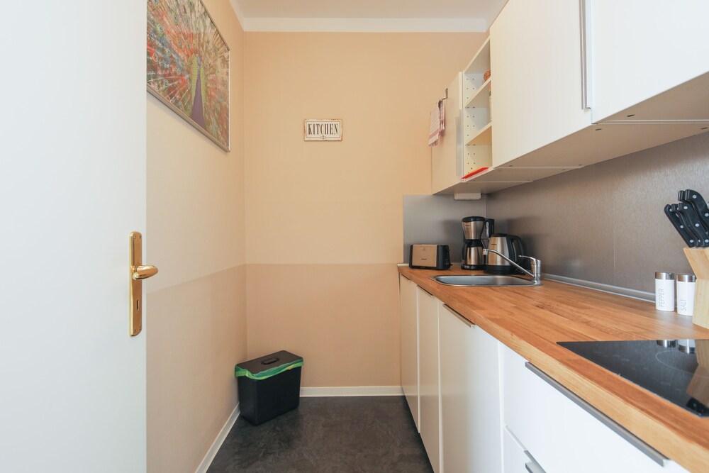 Küche im Zimmer (Apartment, 1 Schlafzimmer, Terasse, zum Innenhof hin (Apartment 6, inkl. Endreinigungsgebühr: 40€))