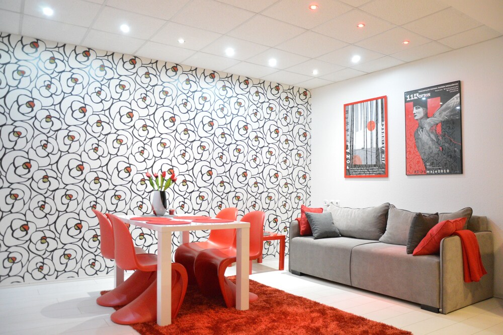 Wohnbereich (Design-Apartment, 1 Schlafzimmer (1061 Budapest, Jókai tér 8.))