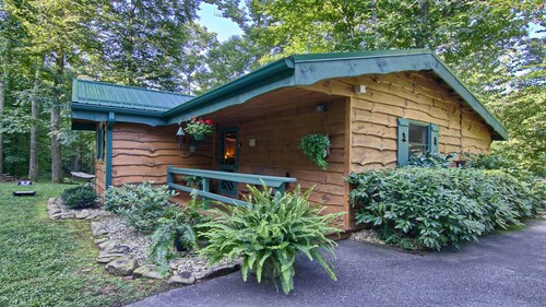 PRIVATE MOUNTAIN COUPLES GETAWAY. 16 MI TO ASHEVILLE. CREEK, HOT TUB, FIREPLACE