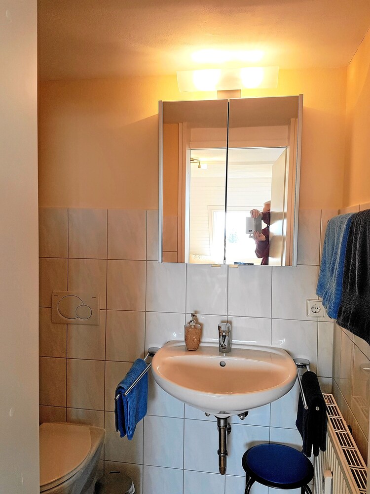 Waschbecken im Bad (Apartment, 1 Schlafzimmer, Nichtraucher, Terrasse)
