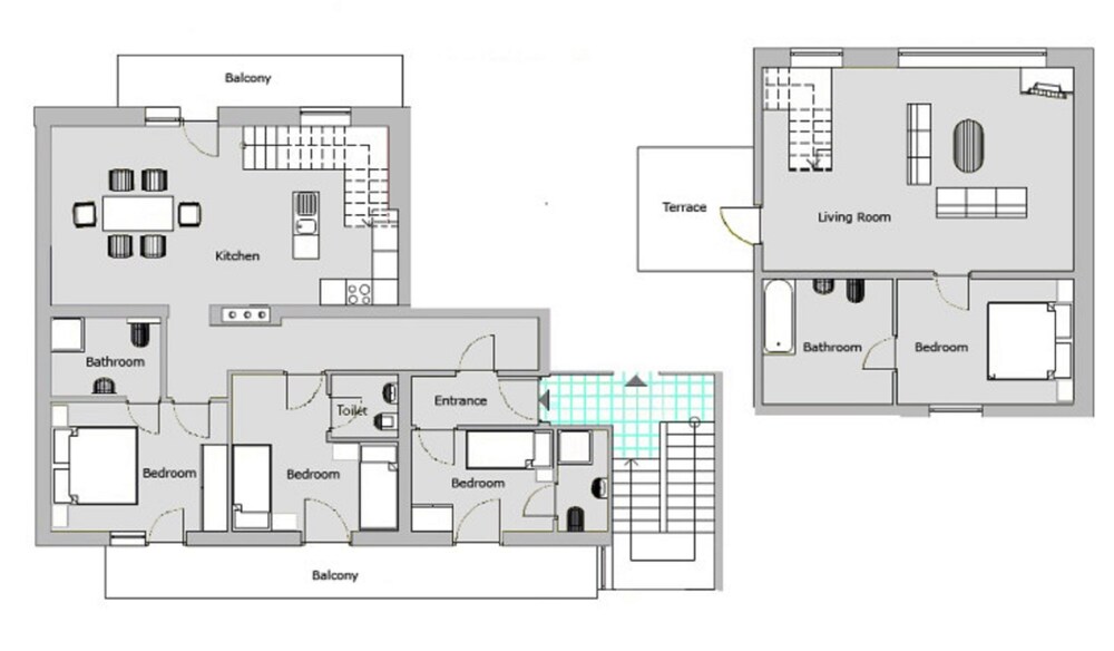 Penthouse, 4 Bedrooms, Mountain View (Final Cleaning Fee 130,00 EUR) - Guestroom