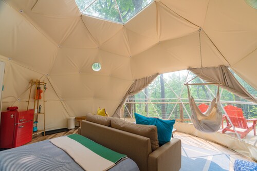 Rustic and Cozy Geodesic Dome in the Woods #1 - Perfect Fall & Winter Getaway