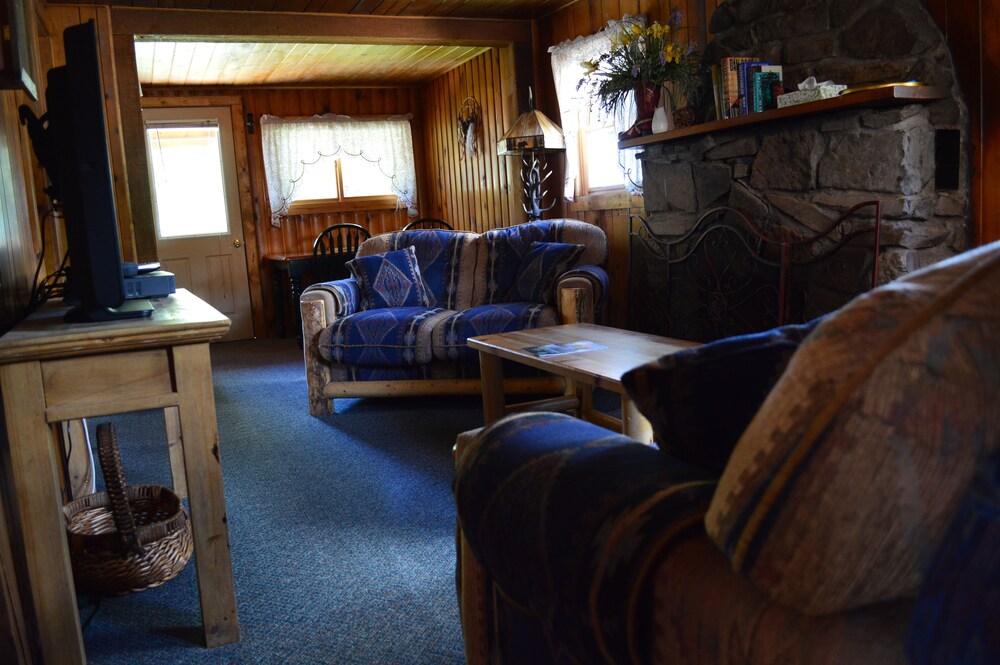 거실 (캐빈, 침실 2개 (Big Pine Cabin @ Wildwood Cabins))