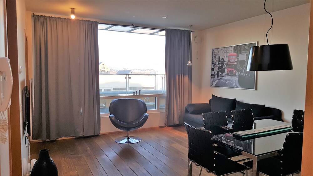 Salle de séjour (Appartement, 1 chambre (Mountain/Sea View, Laugavegur 86-94))