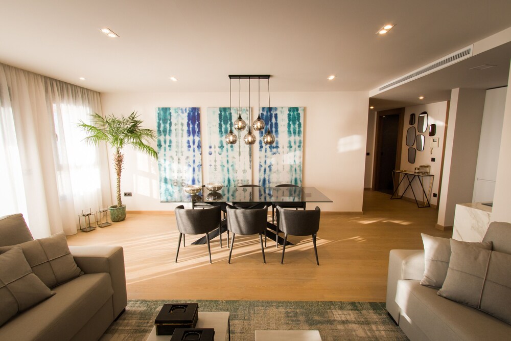 Área común: Apartamento superior, 2 habitaciones, terraza, vistas al mar (Malagueta)