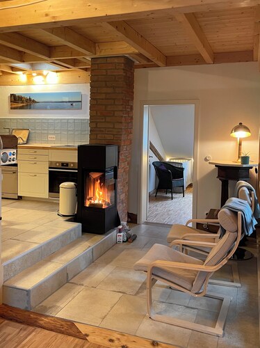 Spacious, cozy attic apartment with mountain views on 1.5 floors