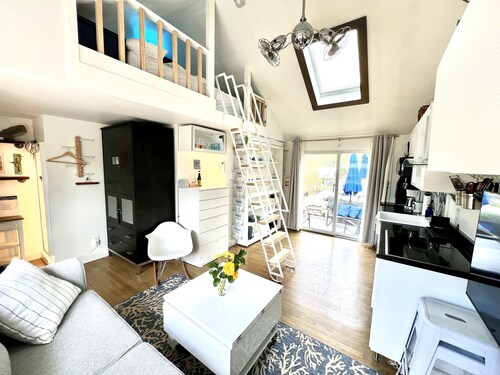 Modern East End Loft - Private Beach, In-Ground Pool Access, & Hot Tub!