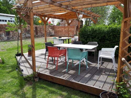 Ferienwohnung 'Ehemaliges Gutsverwalterhaus' mit Gemeinschaftsterrasse, Gemeinschaftsgarten und WLAN