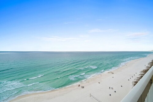 Gulf-front condo with panoramic views on quieter east end of PCB! Resort pools, beach access & more! Sleeps 8!