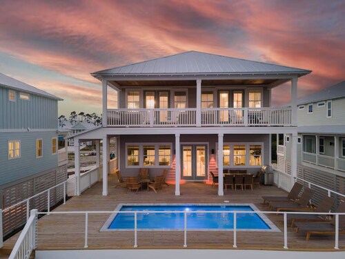 Sleeps 18! Gulf front home w/elevated private pool and elevator on Cape San Blas