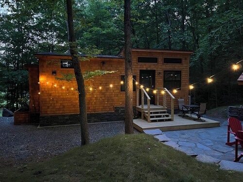 Escape to this private and peaceful tiny home with hot tub in Sharon, VT!