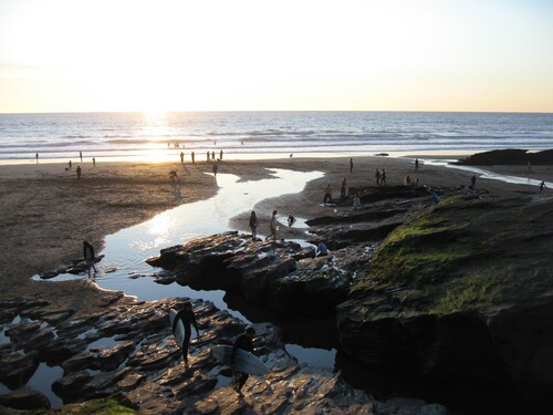 Comfy North Cornwall home with stunning views down rural valley and out to sea.