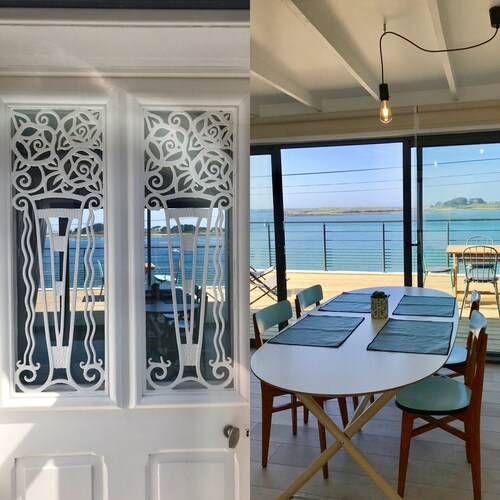 Maison au bord de l'eau avec grande terrasse sur le port de l'Aber Wrach 4 pers