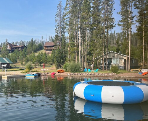 16 steps from lake porch to 70 ft of private beach, dock & shoreline.