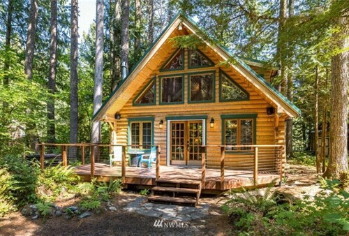 Perfect chalet accommodations tucked into the most wonderful towering trees!