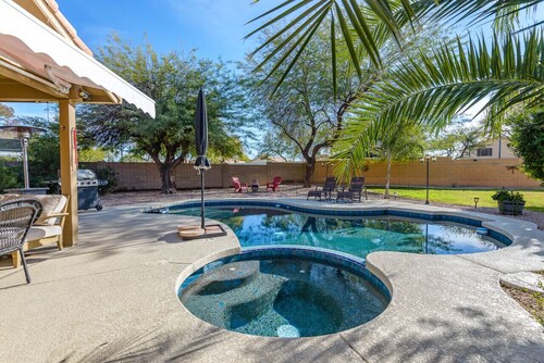 Luxe Desert-Chic 3BR | Heated Pool + Spa | Grill