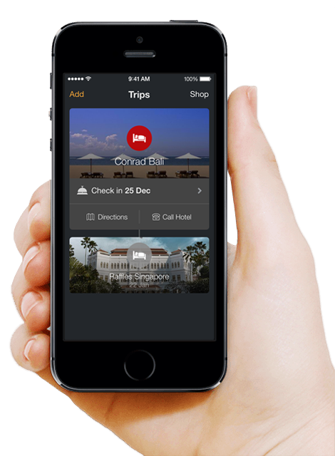 Mobile phone showing an itinerary on the app