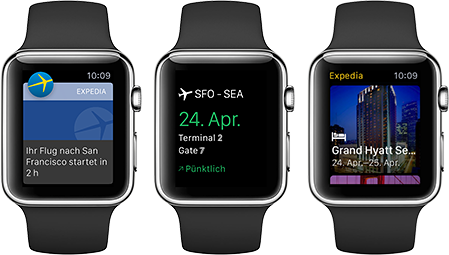 Apple Watch mit Expedia-App