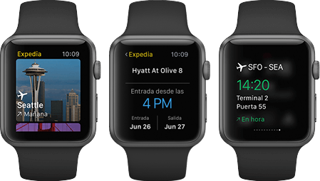 Aplicación de Expedia para Apple Watch