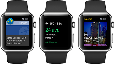 Appli Expedia pour Apple Watch