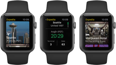 Expedias app för Apple Watch