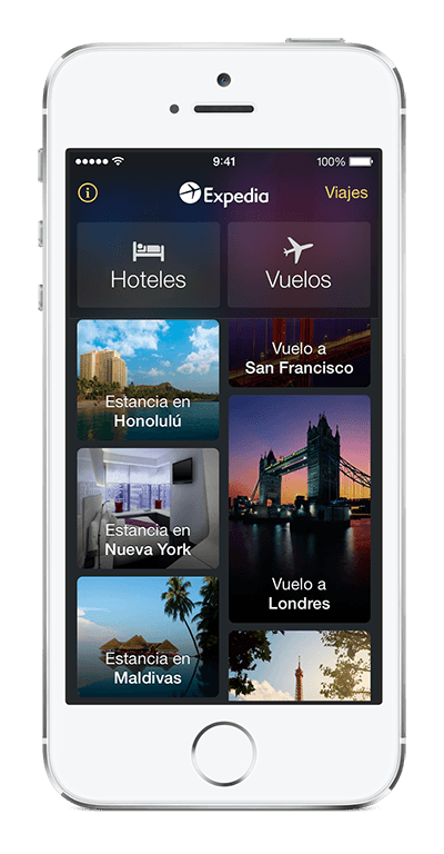 iPhone te muestra la app de Expedia