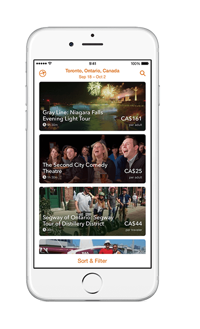 An iPhone showing local activities