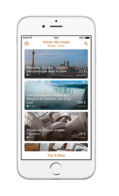 Un iPhone affichant les activités locales