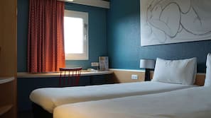 Premium bedding, desk, blackout drapes, iron/ironing board