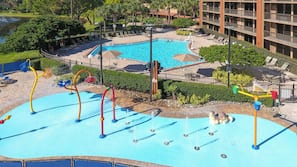 2 outdoor pools, pool umbrellas, pool loungers