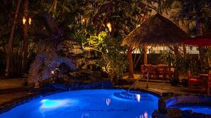 Outdoor pool, sun loungers