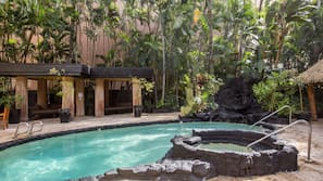 Outdoor pool, sun loungers