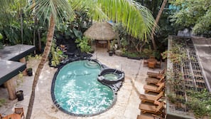 Outdoor pool, sun loungers