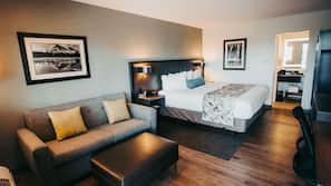 Premium bedding, pillowtop beds, desk, laptop workspace