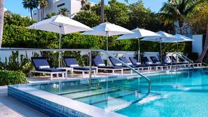 Outdoor pool, pool umbrellas