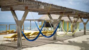 Free beach cabanas, sun loungers, beach umbrellas, beach towels
