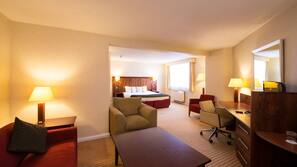 In-room safe, desk, laptop workspace, blackout curtains