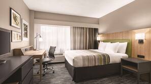 In-room safe, desk, laptop workspace, blackout curtains