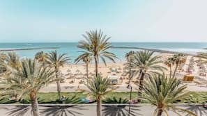 On the beach, white sand