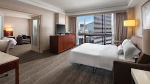 Premium bedding, down comforters, pillowtop beds, in-room safe