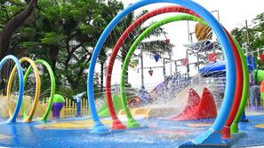 Outdoor pool, pool umbrellas, pool loungers