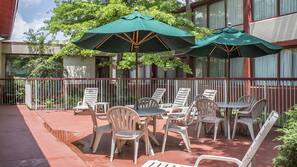 Indoor pool, open 10 AM to 10 PM, pool umbrellas, sun loungers